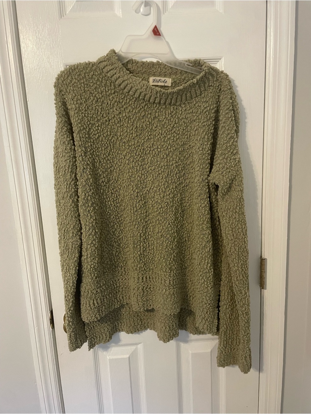 Listicle Sage Green Bouclé Crewneck Sweater Mohair Blend Sweater Size Large